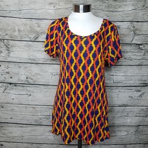 Lularoe Women's Classic T Blue, Orange & Gold Top Size S.Pit to pit approx:  1